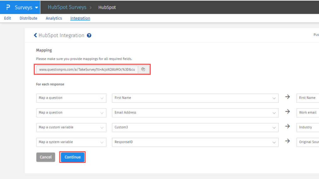 Capture survey response from QuestionPro